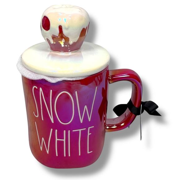 Rae Dunn Disney Princess Snow White Mug With Poison Apple Lid Red Ceramic New - Picture 1 of 9